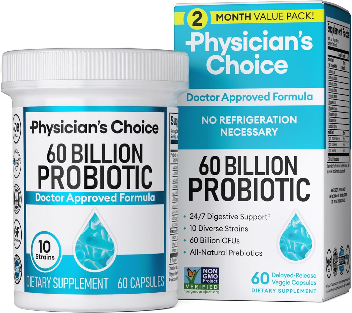 Physician's Choice 60 Billion CFU, 10 Strains & Organic Prebiotics