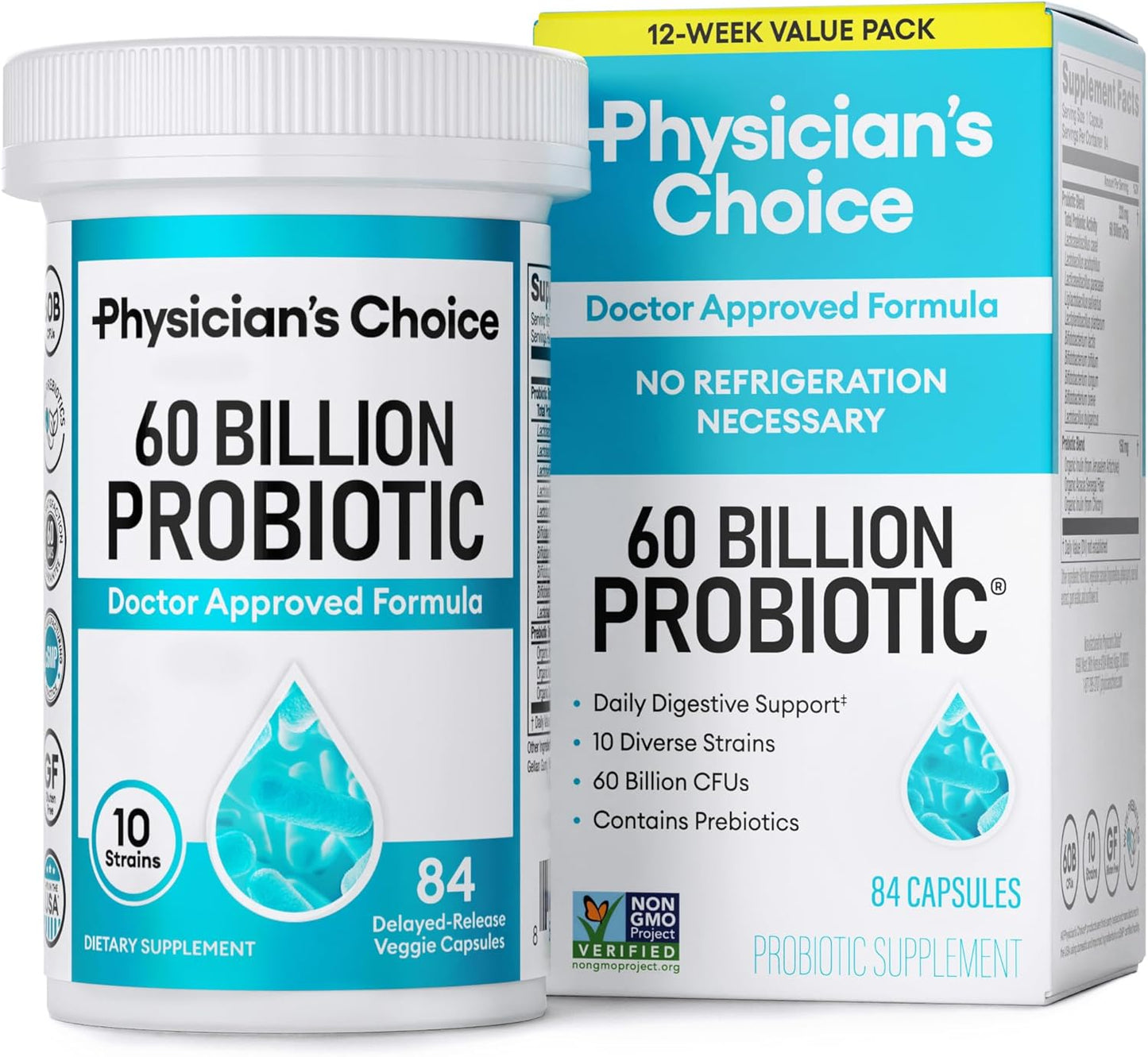 Physician's Choice 60 Billion CFU, 10 Strains & Organic Prebiotics