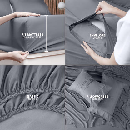 Queen Microfiber Bed Sheet (4 Piece)