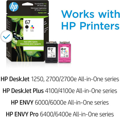 HP 67 Black + Tri-Color Ink Cartridges (2 Pack)